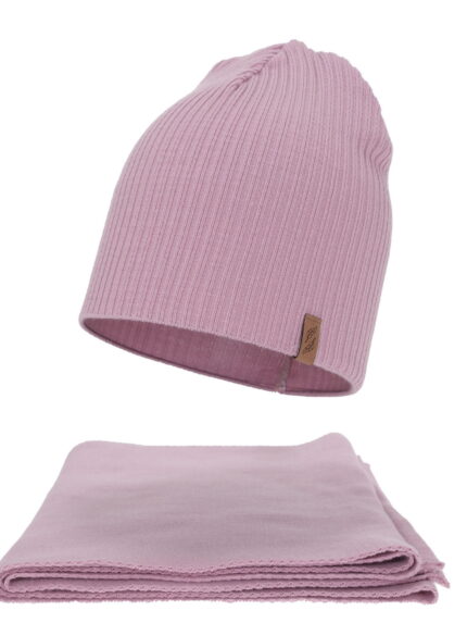 Czapka i szalik damski, zimowy komplet, fioletowy, Fena
