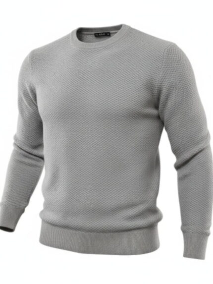 Jasnoszary bawełniany sweter męski