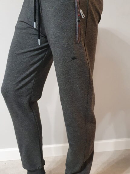 Spodnie dresowe męskie ze ściągaczem grafitowe