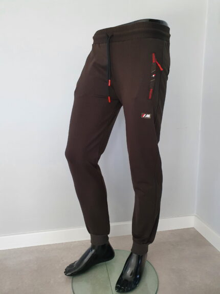 Spodnie dresowe męskie ze ściągaczem oliwkowe