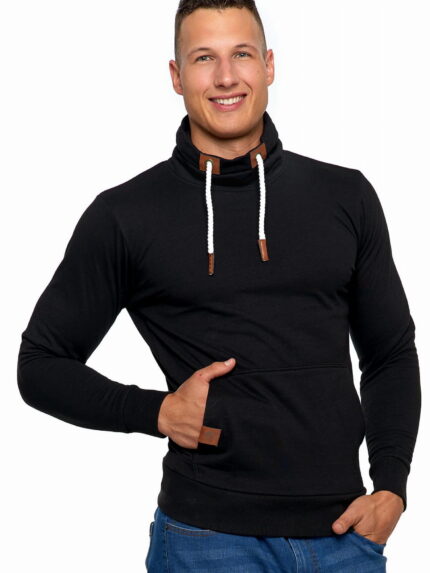 Bawełniana bluza męska bez kaptura ze stójką