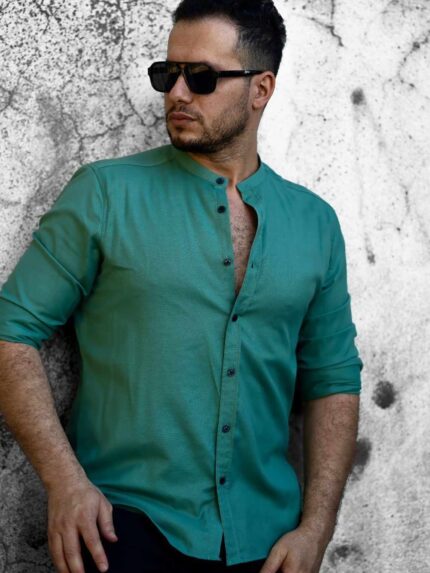 Koszula męska ze stójką długi rękaw