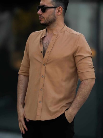 Koszula męska ze stójką długi rękaw