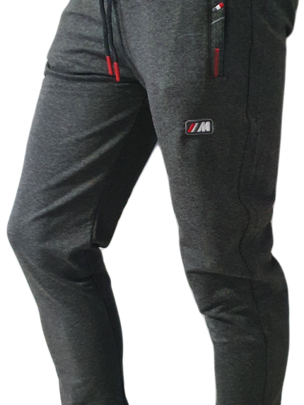 Grafitowe-szare spodnie dresowe męskie ze ściągaczem