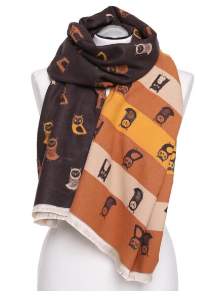 Szalik damski w sowy