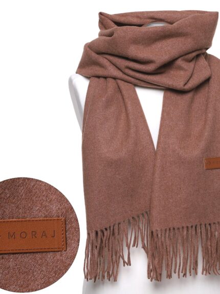 Damski brązowy szalik z frędzlami