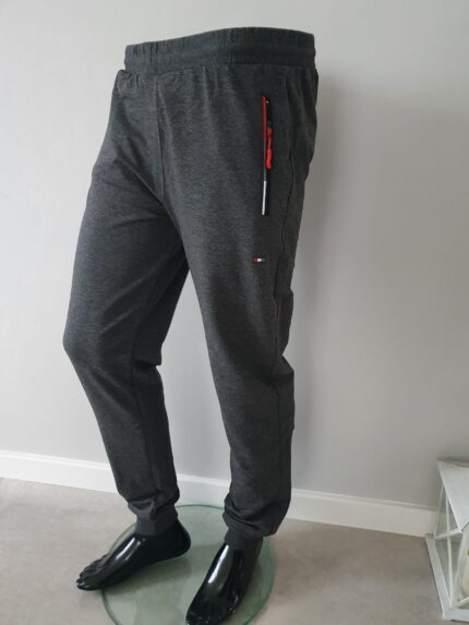 Spodnie dresowe męskie ze ściągaczem szare