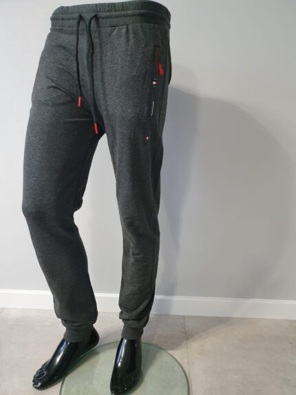 Spodnie dresowe męskie ze ściągaczem szare/grafitowe